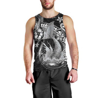 Hawaii Mermaid Monotone Men Tank Top Polynesian Pattern Fish Hook LT01 - Polynesian Pride