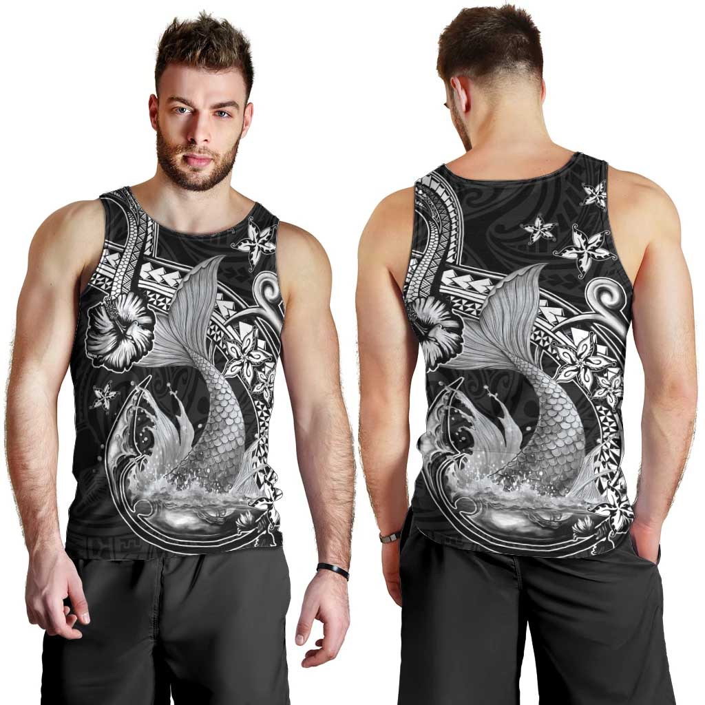 Hawaii Mermaid Monotone Men Tank Top Polynesian Pattern Fish Hook LT01 - Polynesian Pride