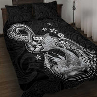 Hawaii Mermaid Monotone Quilt Bed Set Polynesian Pattern Fish Hook LT01 Black - Polynesian Pride