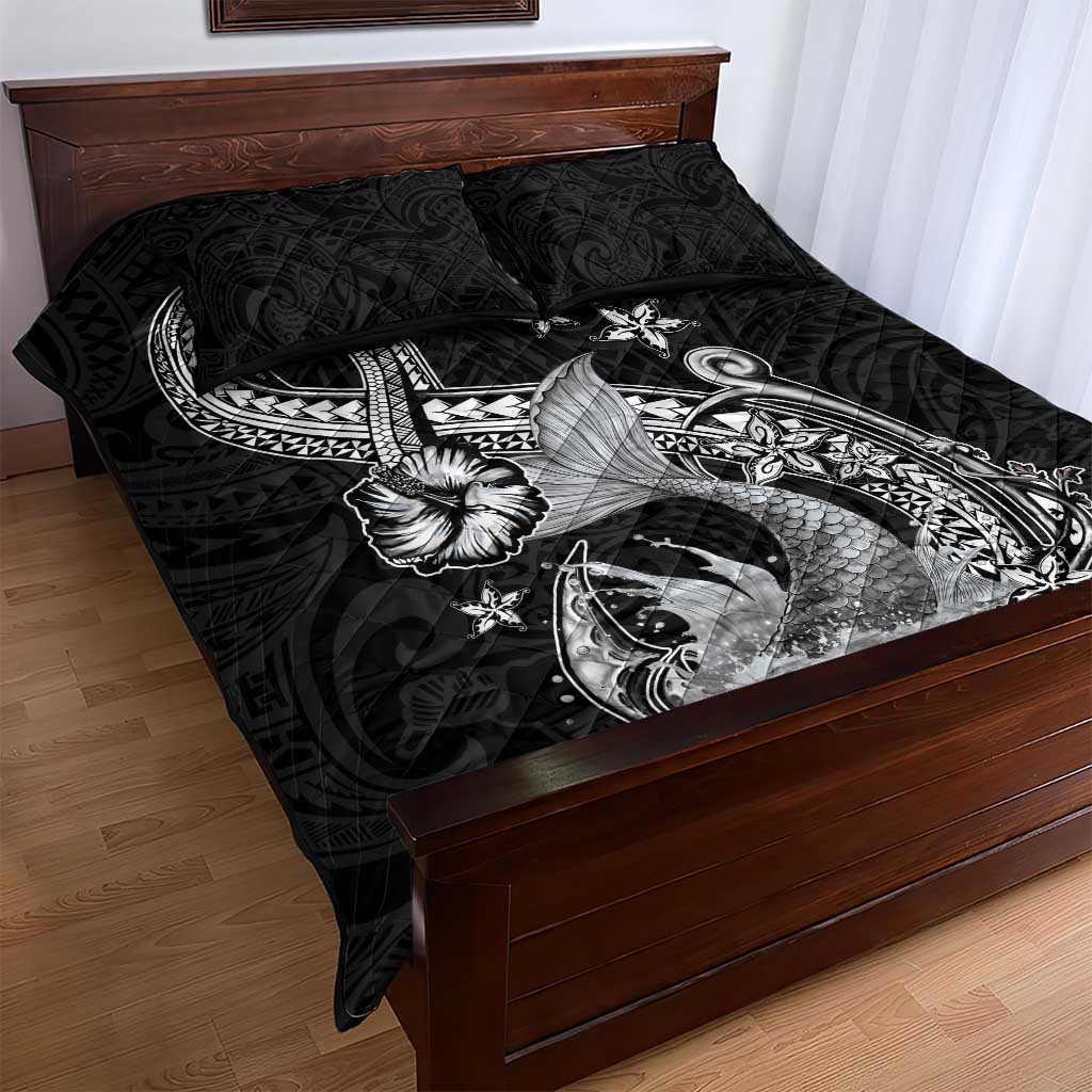 Hawaii Mermaid Monotone Quilt Bed Set Polynesian Pattern Fish Hook LT01 - Polynesian Pride