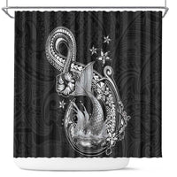 Hawaii Mermaid Monotone Shower Curtain Polynesian Pattern Fish Hook LT01 Black - Polynesian Pride