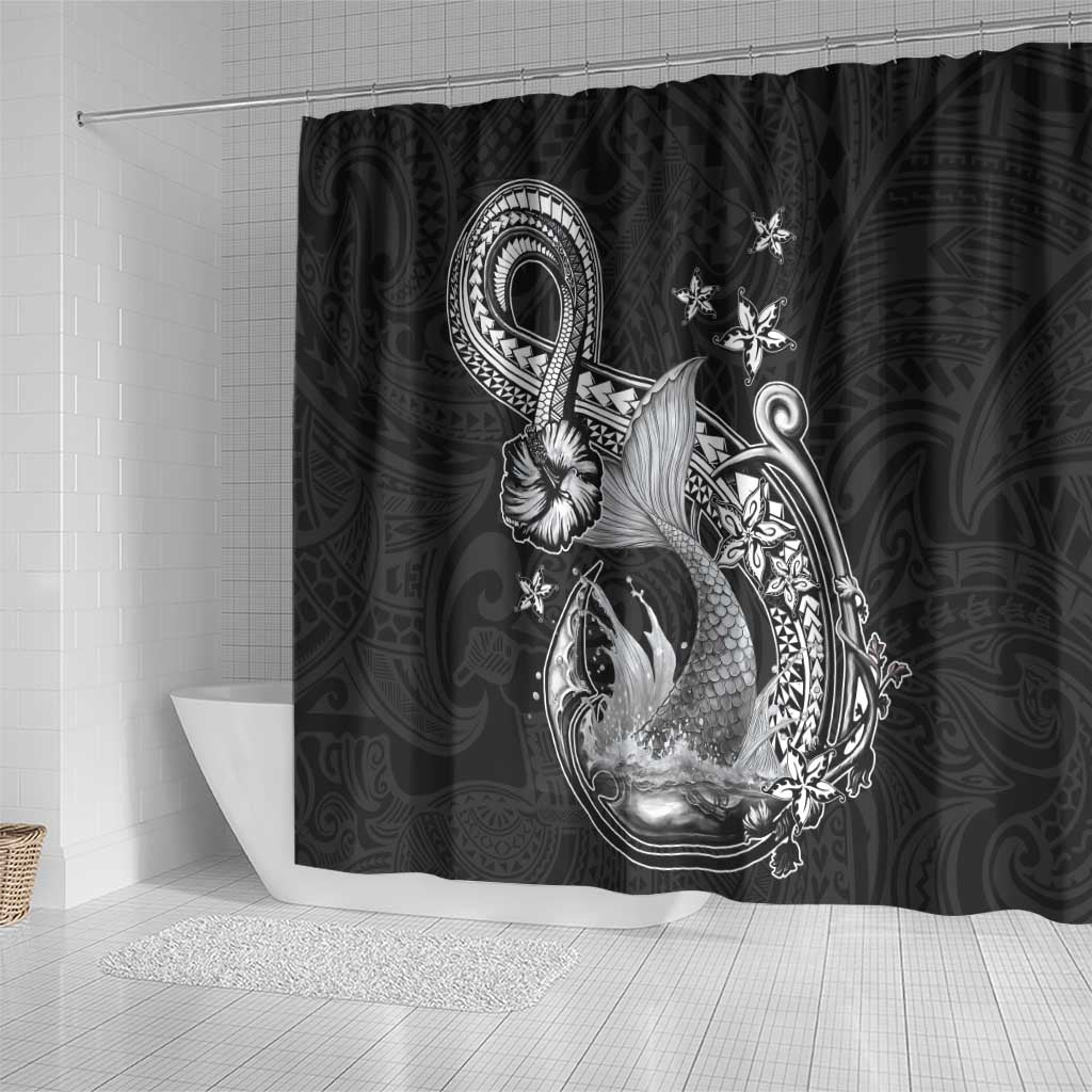 Hawaii Mermaid Monotone Shower Curtain Polynesian Pattern Fish Hook LT01 - Polynesian Pride