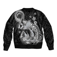 Hawaii Mermaid Monotone Sleeve Zip Bomber Jacket Polynesian Pattern Fish Hook LT01 - Polynesian Pride
