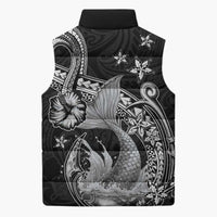 Hawaii Mermaid Monotone Sleeveless Puffer Jacket Polynesian Pattern Fish Hook LT01 - Polynesian Pride