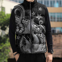 Hawaii Mermaid Monotone Sleeveless Puffer Jacket Polynesian Pattern Fish Hook LT01 - Polynesian Pride
