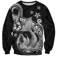 Hawaii Mermaid Monotone Sweatshirt Polynesian Pattern Fish Hook LT01 Unisex Black - Polynesian Pride