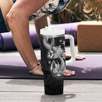 Hawaii Mermaid Monotone Tumbler With Handle Polynesian Pattern Fish Hook