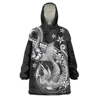 Hawaii Mermaid Monotone Wearable Blanket Hoodie Polynesian Pattern Fish Hook
