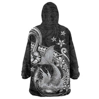 Hawaii Mermaid Monotone Wearable Blanket Hoodie Polynesian Pattern Fish Hook