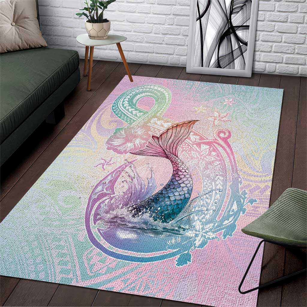 Hawaii Mermaid Sweet Pastel Area Rug Polynesian Pattern Fish Hook LT01 Multicolor - Polynesian Pride