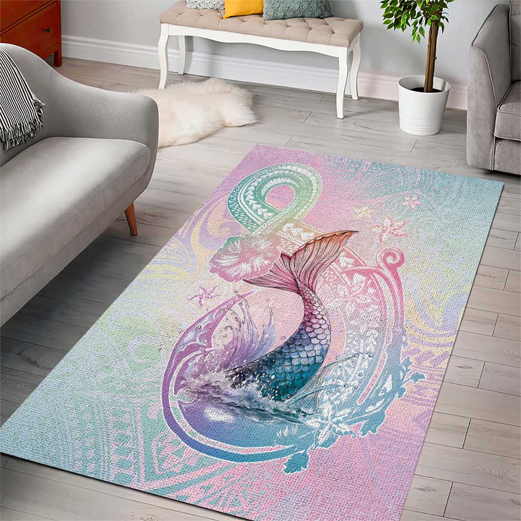 Hawaii Mermaid Sweet Pastel Area Rug Polynesian Pattern Fish Hook LT01 - Polynesian Pride