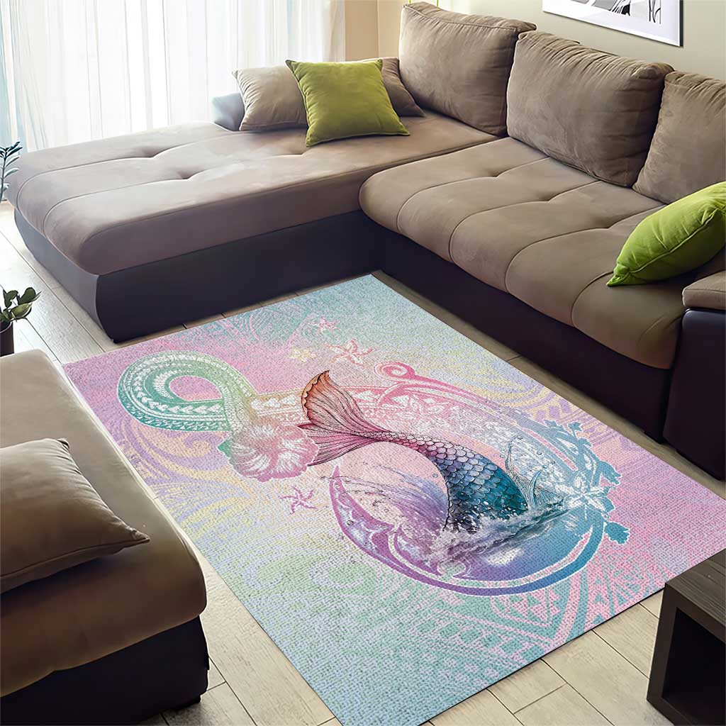 Hawaii Mermaid Sweet Pastel Area Rug Polynesian Pattern Fish Hook LT01 - Polynesian Pride