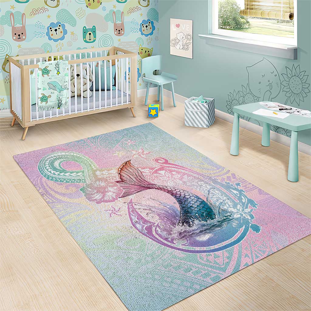 Hawaii Mermaid Sweet Pastel Area Rug Polynesian Pattern Fish Hook LT01 - Polynesian Pride