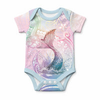 Hawaii Mermaid Sweet Pastel Baby Onesie Polynesian Pattern Fish Hook