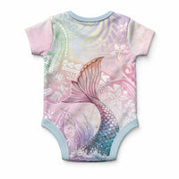 Hawaii Mermaid Sweet Pastel Baby Onesie Polynesian Pattern Fish Hook