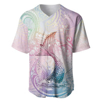 Hawaii Mermaid Sweet Pastel Baseball Jersey Polynesian Pattern Fish Hook LT01 Multicolor - Polynesian Pride