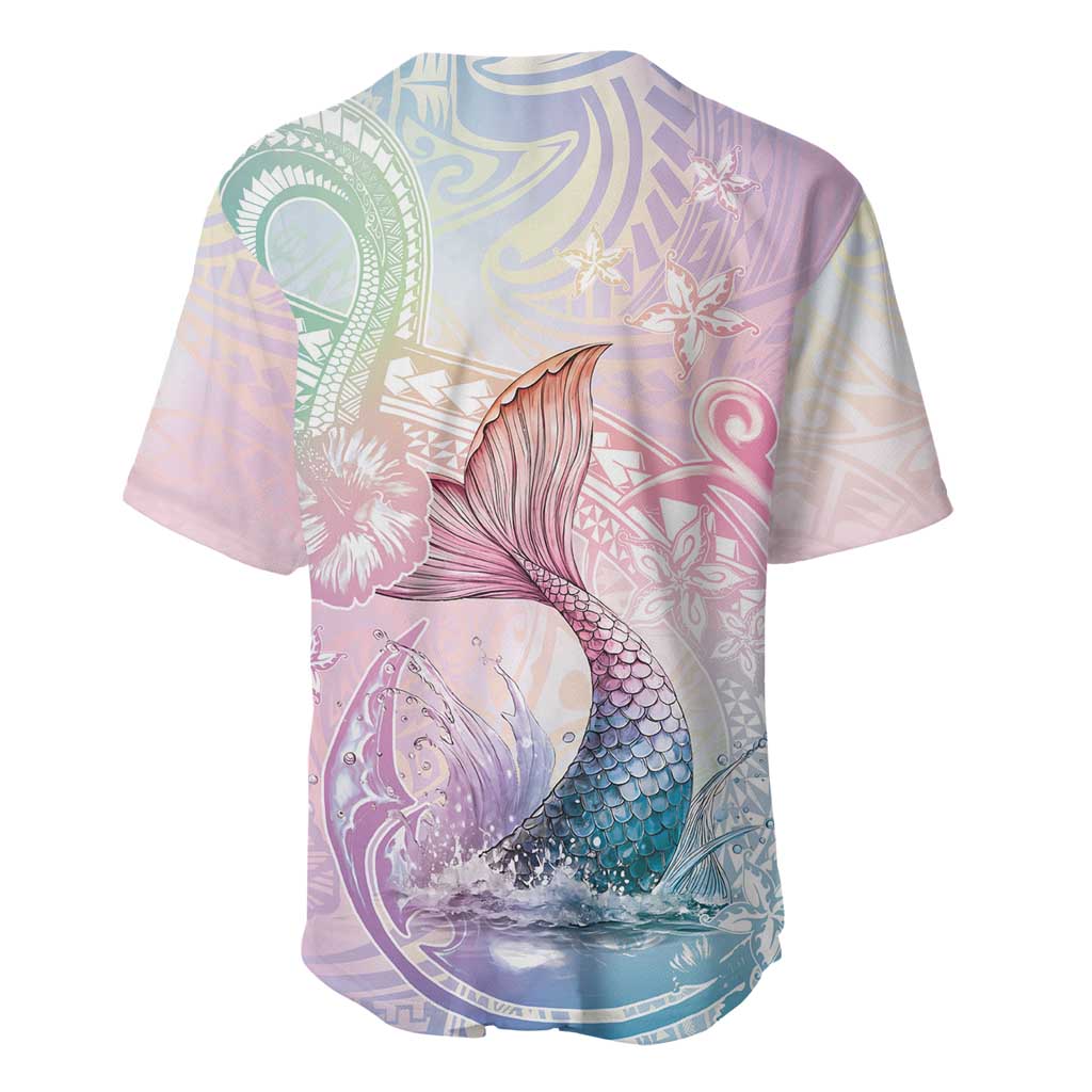 Hawaii Mermaid Sweet Pastel Baseball Jersey Polynesian Pattern Fish Hook LT01 - Polynesian Pride
