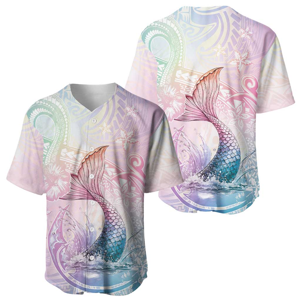 Hawaii Mermaid Sweet Pastel Baseball Jersey Polynesian Pattern Fish Hook LT01 - Polynesian Pride