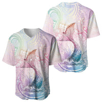 Hawaii Mermaid Sweet Pastel Baseball Jersey Polynesian Pattern Fish Hook LT01 - Polynesian Pride