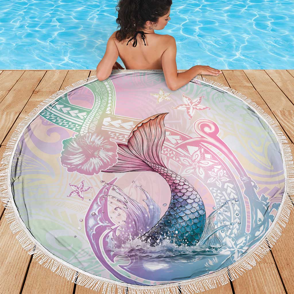 Hawaii Mermaid Sweet Pastel Beach Blanket Polynesian Pattern Fish Hook