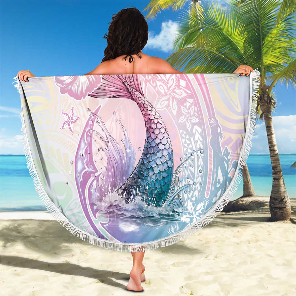 Hawaii Mermaid Sweet Pastel Beach Blanket Polynesian Pattern Fish Hook