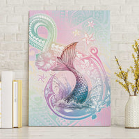 Hawaii Mermaid Sweet Pastel Canvas Wall Art Polynesian Pattern Fish Hook
