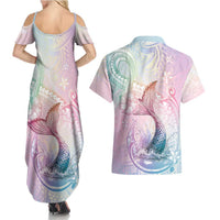 Hawaii Mermaid Sweet Pastel Couples Matching Summer Maxi Dress and Hawaiian Shirt Polynesian Pattern Fish Hook LT01 - Polynesian Pride