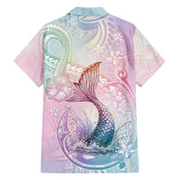 Hawaii Mermaid Sweet Pastel Family Matching Long Sleeve Bodycon Dress and Hawaiian Shirt Polynesian Pattern Fish Hook