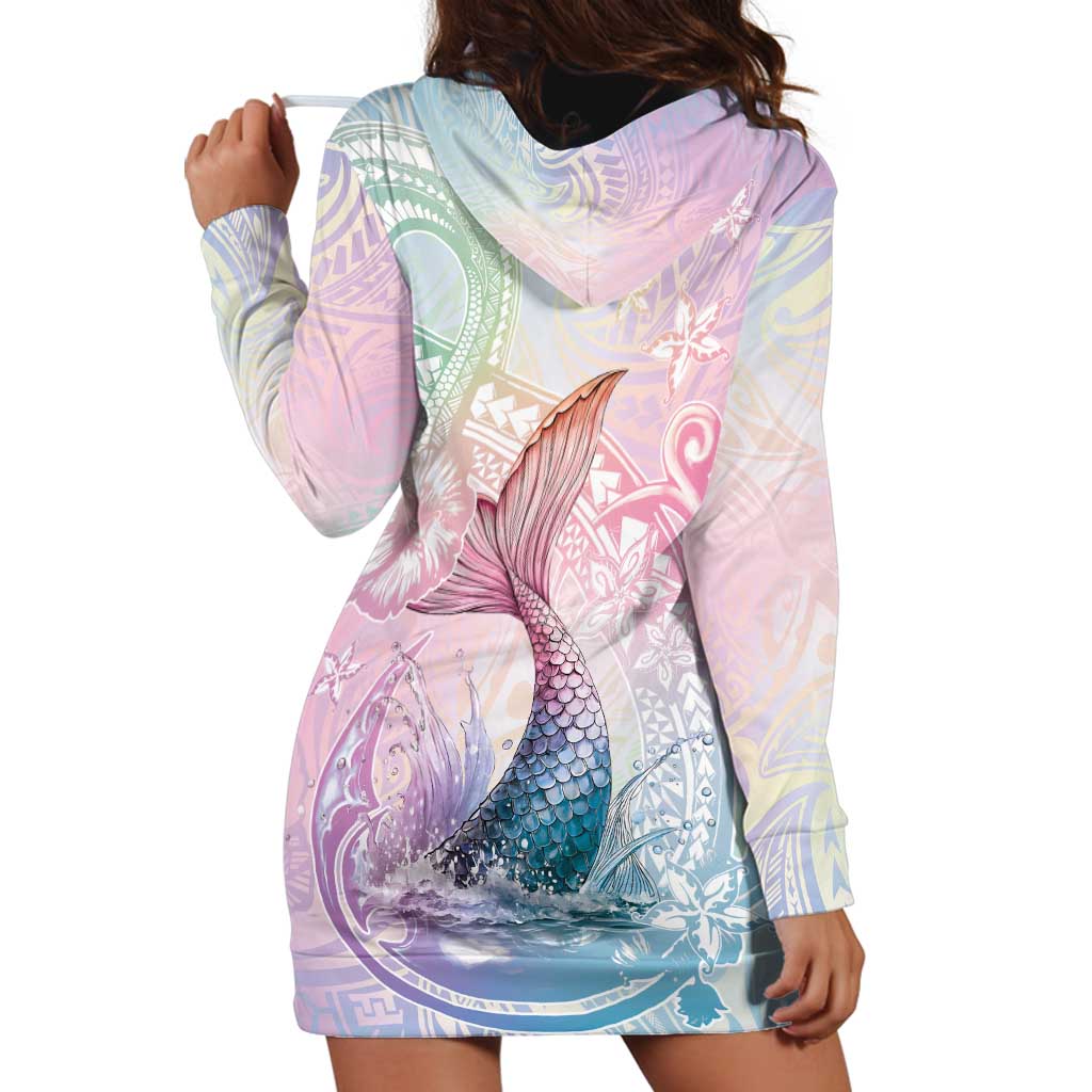 Hawaii Mermaid Sweet Pastel Hoodie Dress Polynesian Pattern Fish Hook