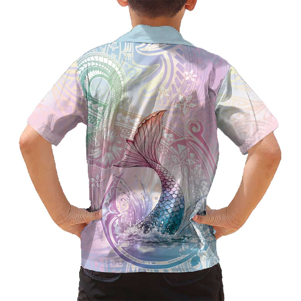 Hawaii Mermaid Sweet Pastel Kid Hawaiian Shirt Polynesian Pattern Fish Hook LT01 - Polynesian Pride