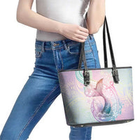 Hawaii Mermaid Sweet Pastel Leather Tote Bag Polynesian Pattern Fish Hook