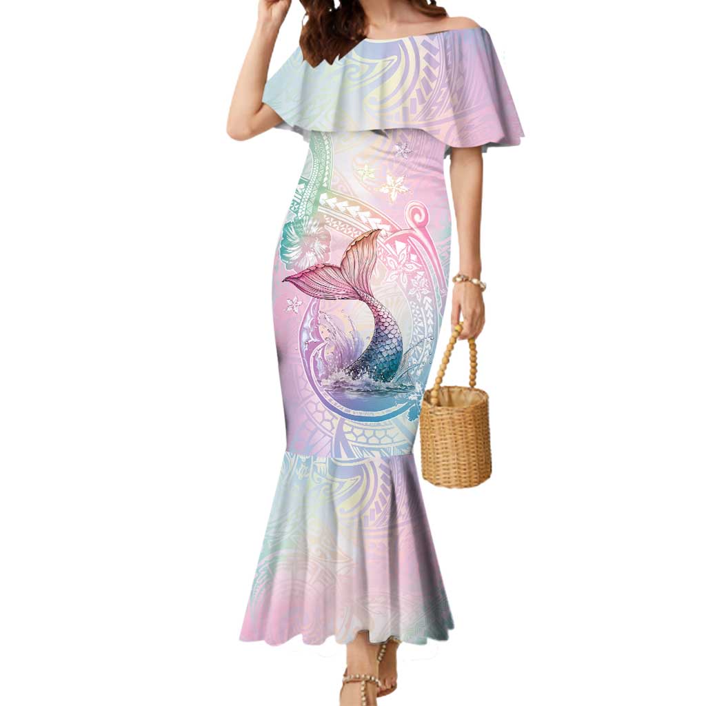 Hawaii Mermaid Sweet Pastel Mermaid Dress Polynesian Pattern Fish Hook