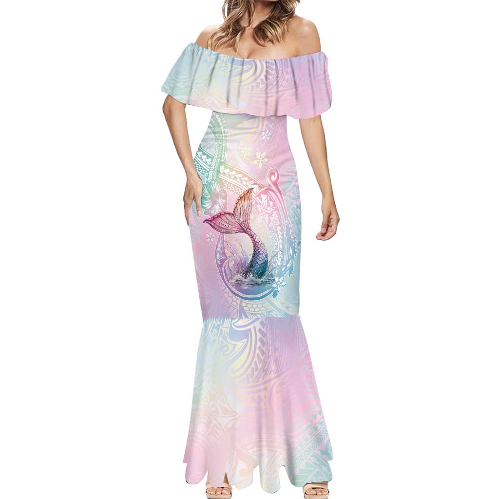 Hawaii Mermaid Sweet Pastel Mermaid Dress Polynesian Pattern Fish Hook
