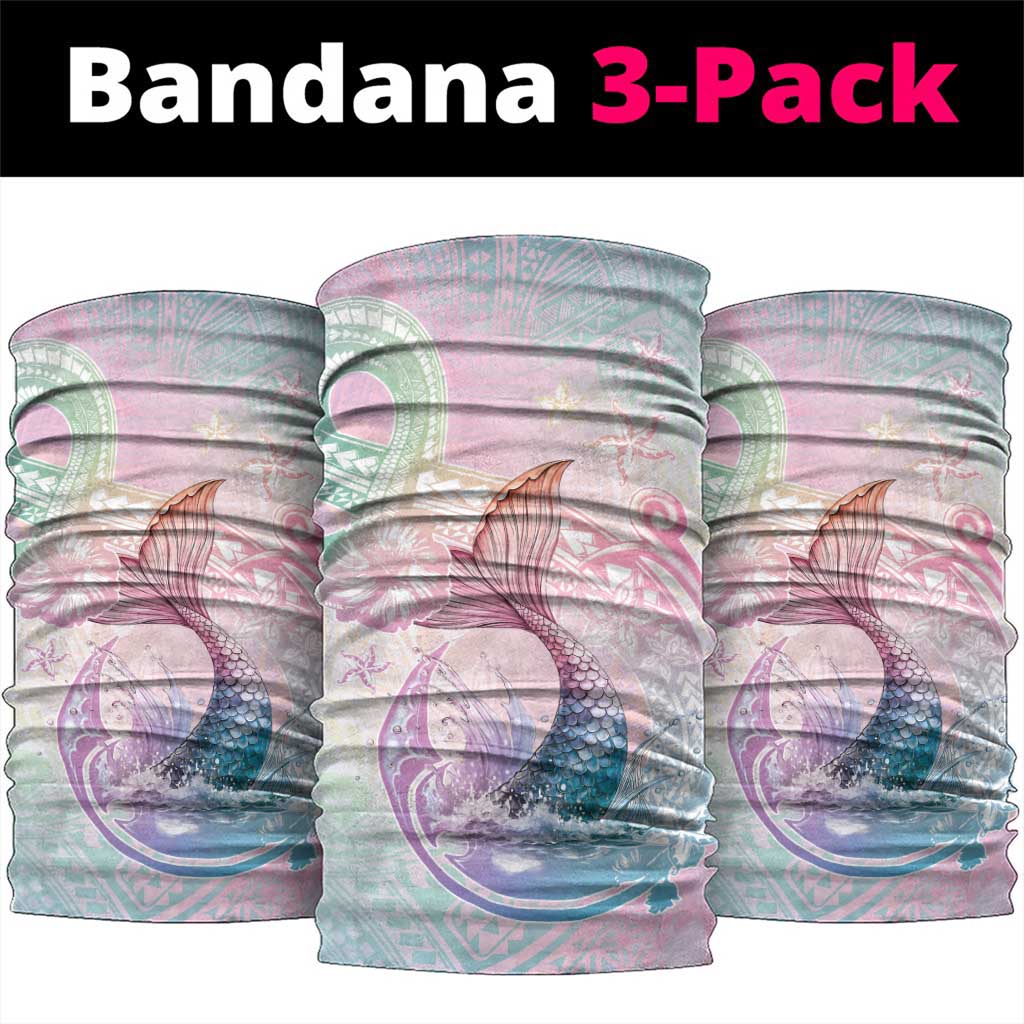 Hawaii Mermaid Sweet Pastel Neck Gaiter Polynesian Pattern Fish Hook