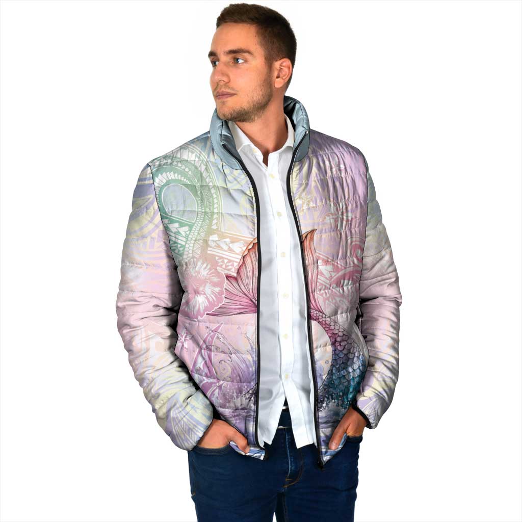 Hawaii Mermaid Sweet Pastel Padded Jacket Polynesian Pattern Fish Hook