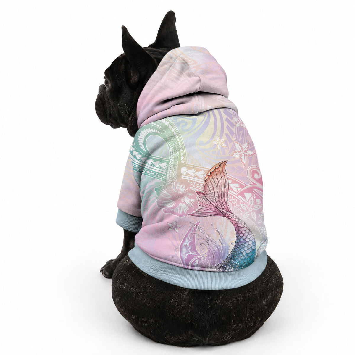 Hawaii Mermaid Sweet Pastel Pet Hoodie Polynesian Pattern Fish Hook