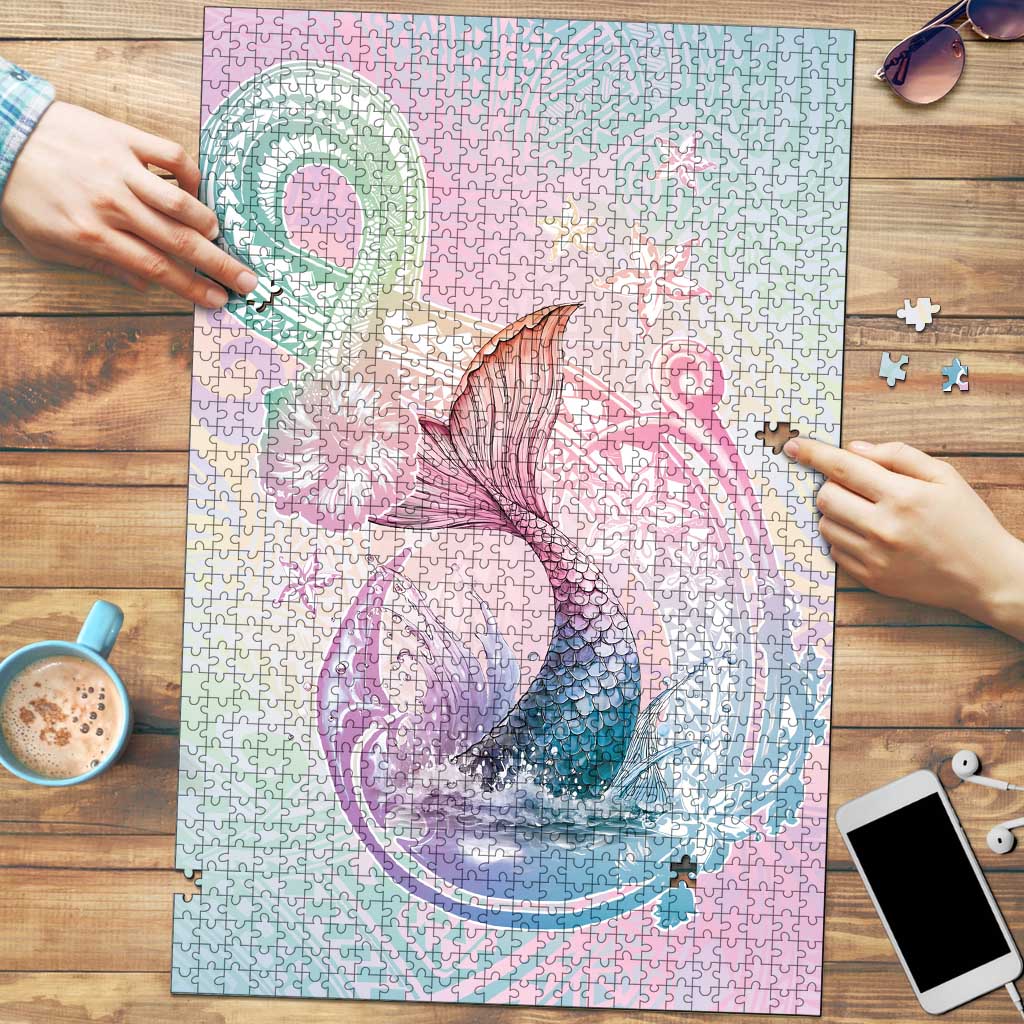 Hawaii Mermaid Sweet Pastel Puzzle Polynesian Pattern Fish Hook