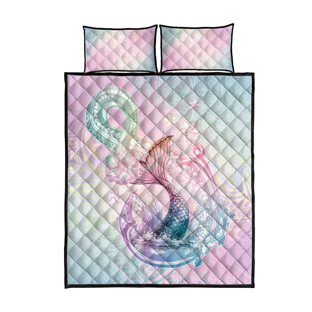 Hawaii Mermaid Sweet Pastel Quilt Bed Set Polynesian Pattern Fish Hook LT01 - Polynesian Pride