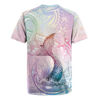 Hawaii Mermaid Sweet Pastel Rugby Jersey Polynesian Pattern Fish Hook