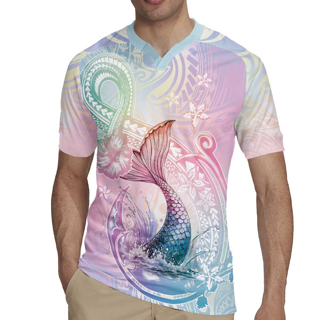 Hawaii Mermaid Sweet Pastel Rugby Jersey Polynesian Pattern Fish Hook