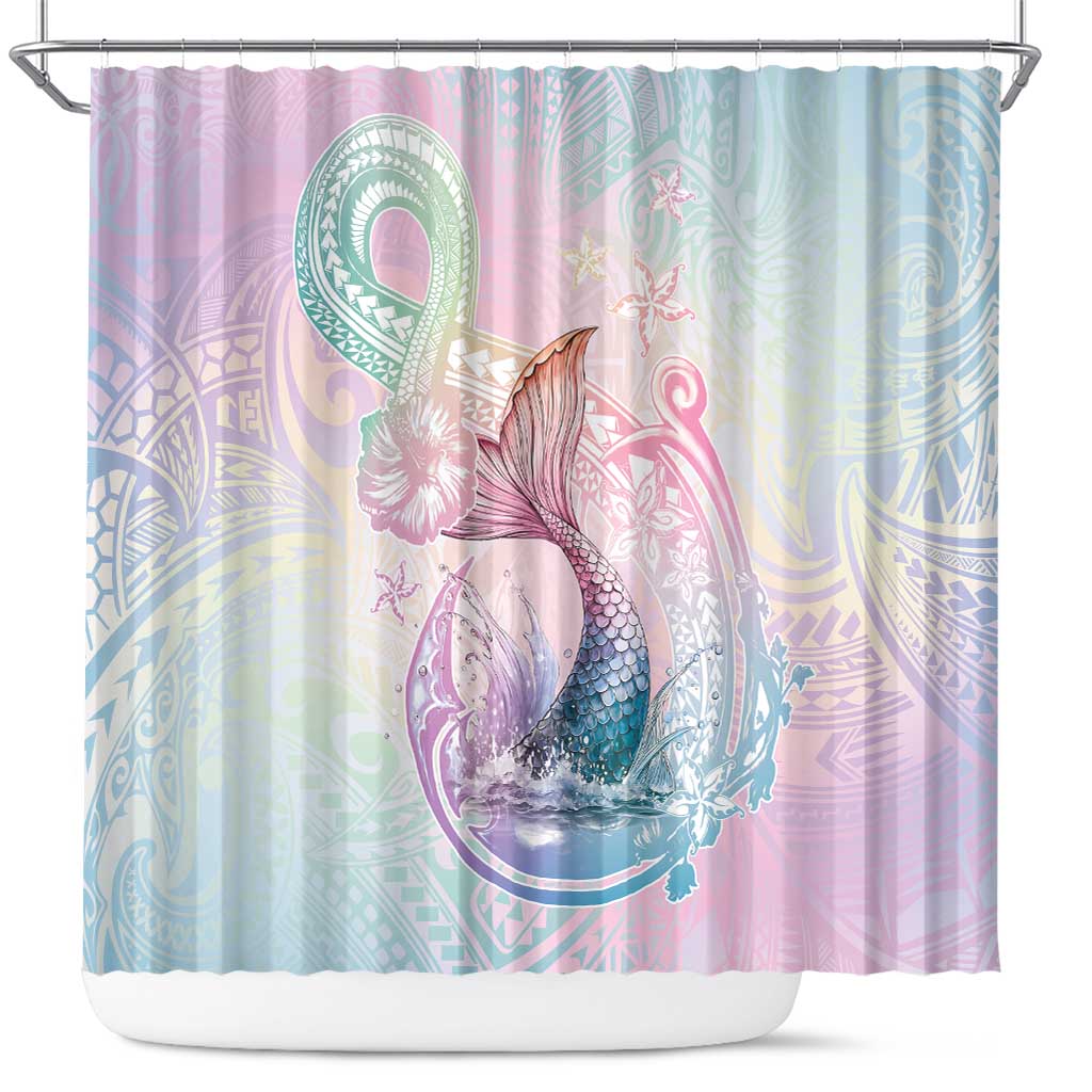 Hawaii Mermaid Sweet Pastel Shower Curtain Polynesian Pattern Fish Hook LT01 Multicolor - Polynesian Pride