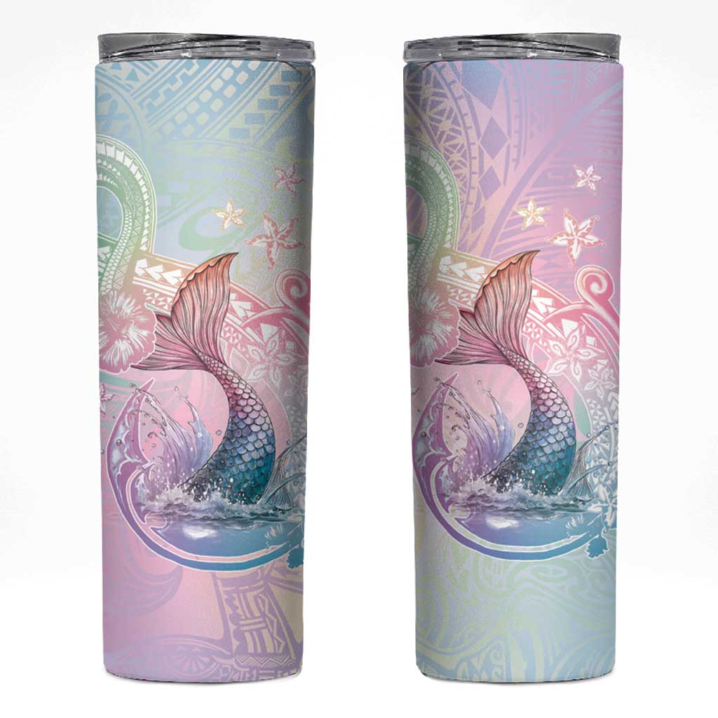 Hawaii Mermaid Sweet Pastel Skinny Tumbler Polynesian Pattern Fish Hook
