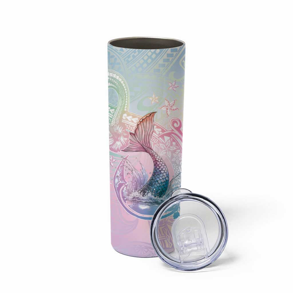 Hawaii Mermaid Sweet Pastel Skinny Tumbler Polynesian Pattern Fish Hook