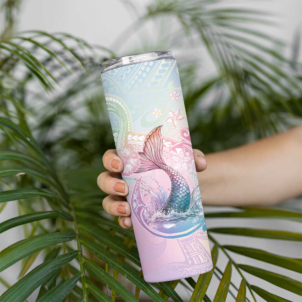 Hawaii Mermaid Sweet Pastel Skinny Tumbler Polynesian Pattern Fish Hook
