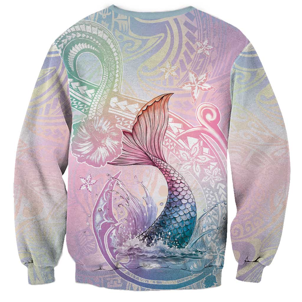 Hawaii Mermaid Sweet Pastel Sweatshirt Polynesian Pattern Fish Hook