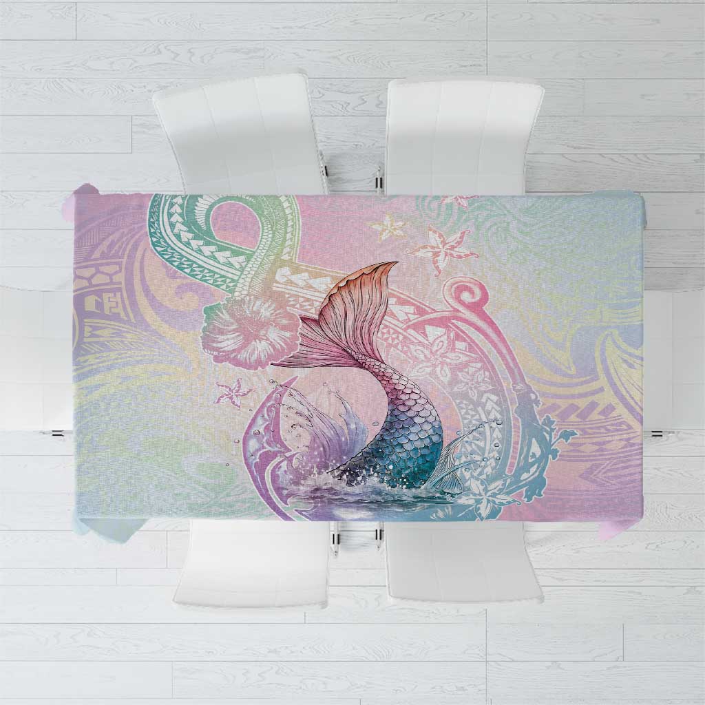 Hawaii Mermaid Sweet Pastel Tablecloth Polynesian Pattern Fish Hook