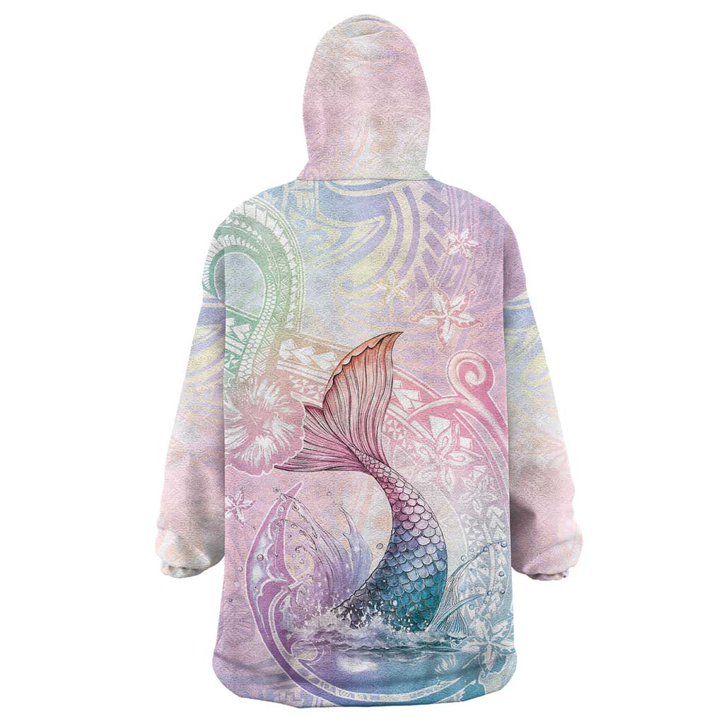 Hawaii Mermaid Sweet Pastel Wearable Blanket Hoodie Polynesian Pattern Fish Hook
