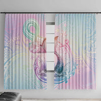 Hawaii Mermaid Sweet Pastel Window Curtain Polynesian Pattern Fish Hook