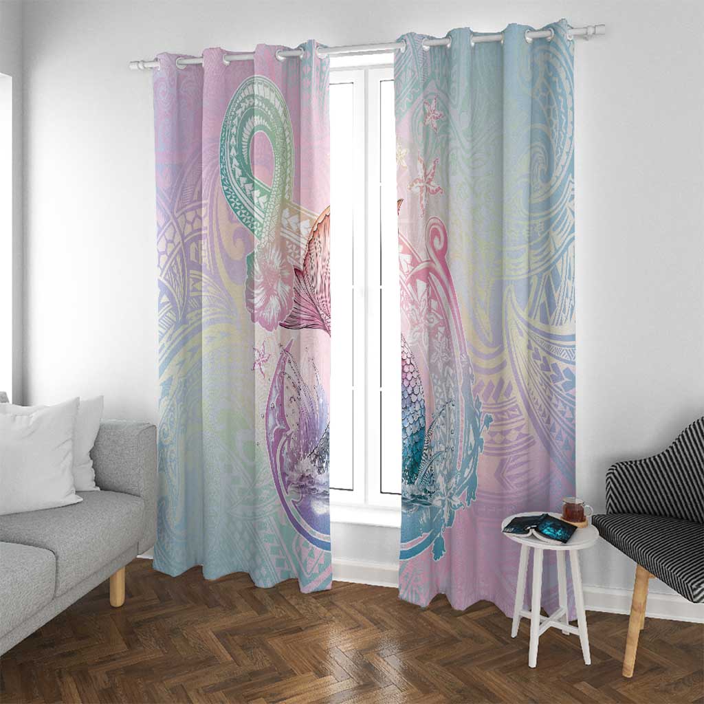 Hawaii Mermaid Sweet Pastel Window Curtain Polynesian Pattern Fish Hook