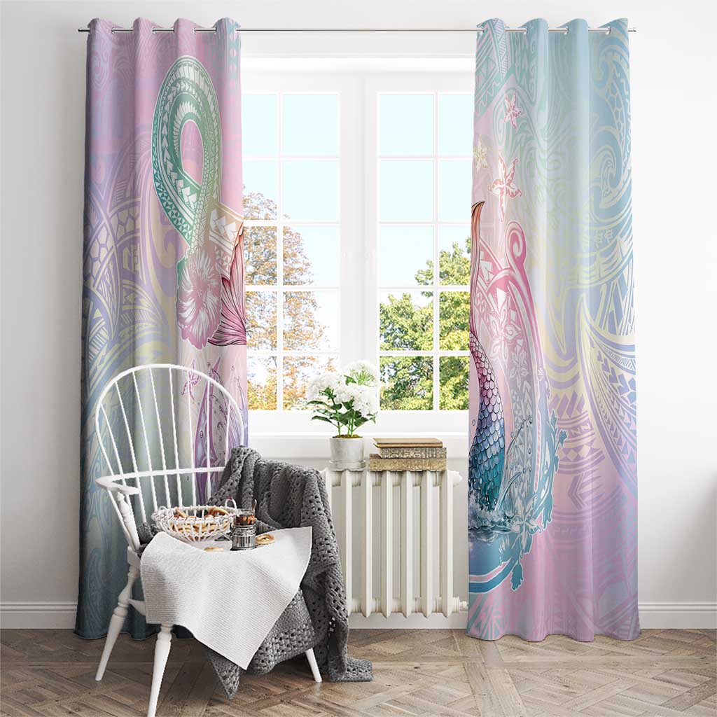 Hawaii Mermaid Sweet Pastel Window Curtain Polynesian Pattern Fish Hook